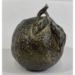 Vintage Silverplate Orange Fruit Paperweight Patina 4.25" MCM